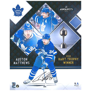 Auston Matthews Autographed Toronto Maple Leafs 16X20 Photo (2022 Hart Trophy Collage)