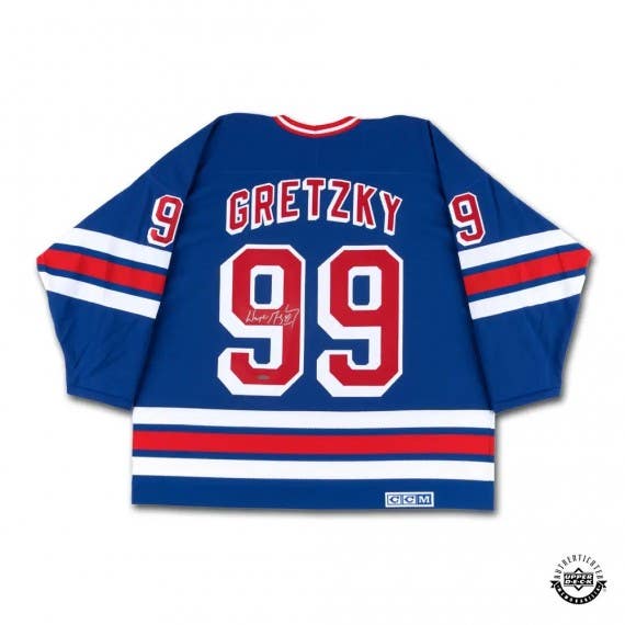 Wayne Gretzky Autographed Vintage Throwback Blue CCM New York Rangers Jersey - UDA